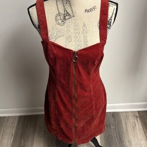 Y2k Burnt Orange Corduroy Dress